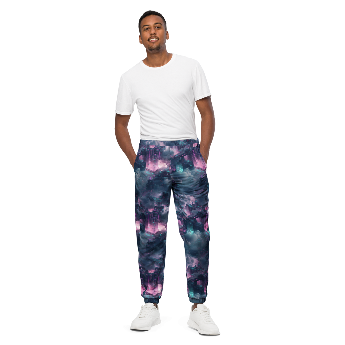 Cloudy City - Blue/Magenta - Unisex Track Pants - Image 8