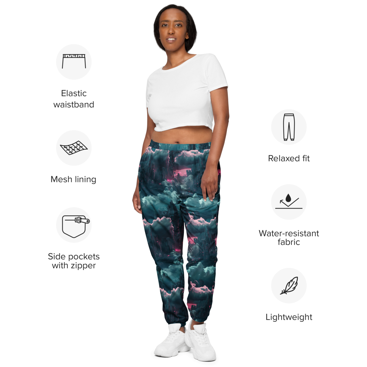 Cloudy Skyscraper - Blue/Magenta - Unisex Track Pants - Image 2