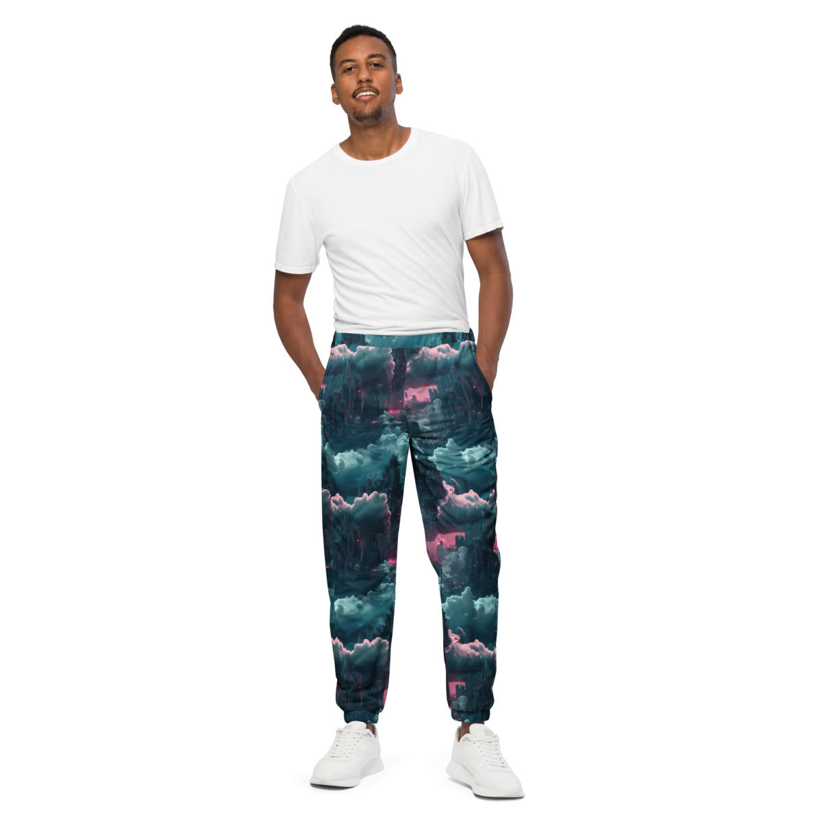 Cloudy Skyscraper - Blue/Magenta - Unisex Track Pants - Image 8