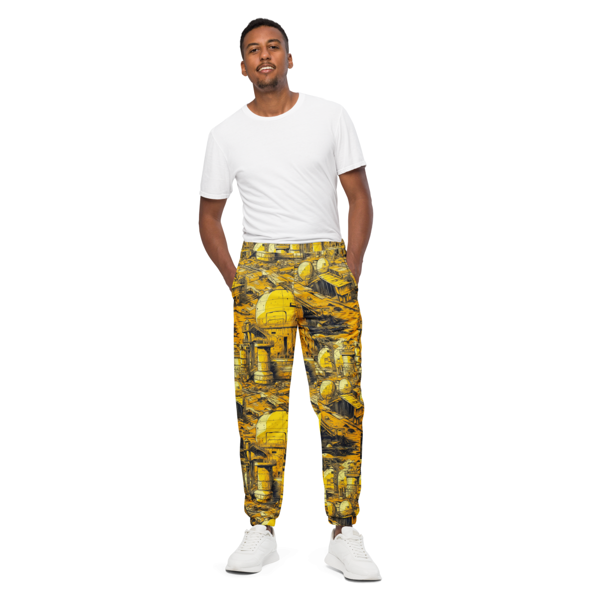 Moon Base - Yellow - Unisex Track Pants - Image 8