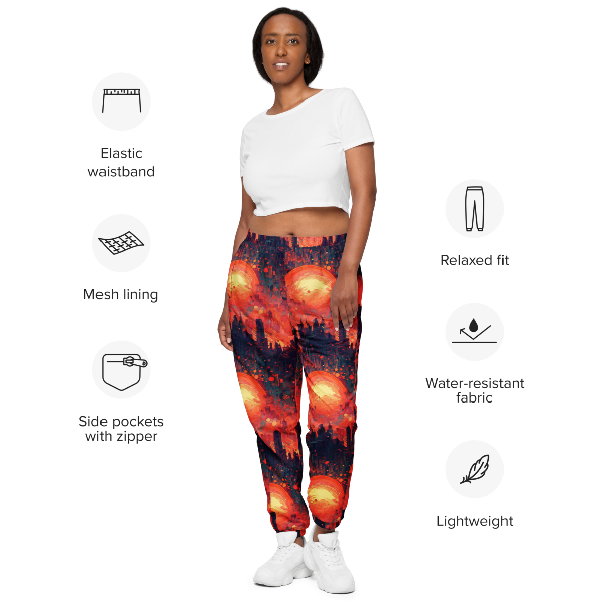 Fiery Dawn - Red/Black - Unisex Track Pants - Image 9