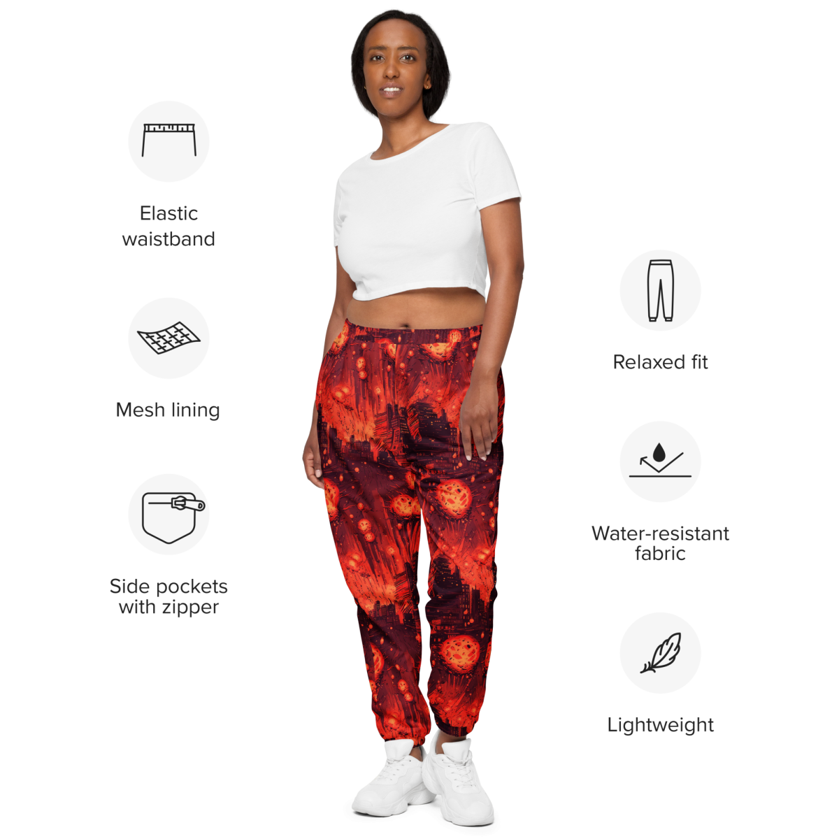 Meteor Strike - Red - Unisex Track Pants - Image 9