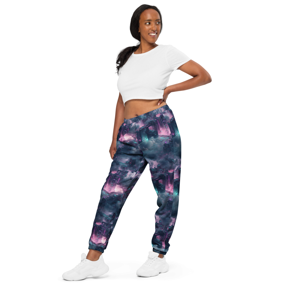Cloudy City - Blue/Magenta - Unisex Track Pants - Image 4
