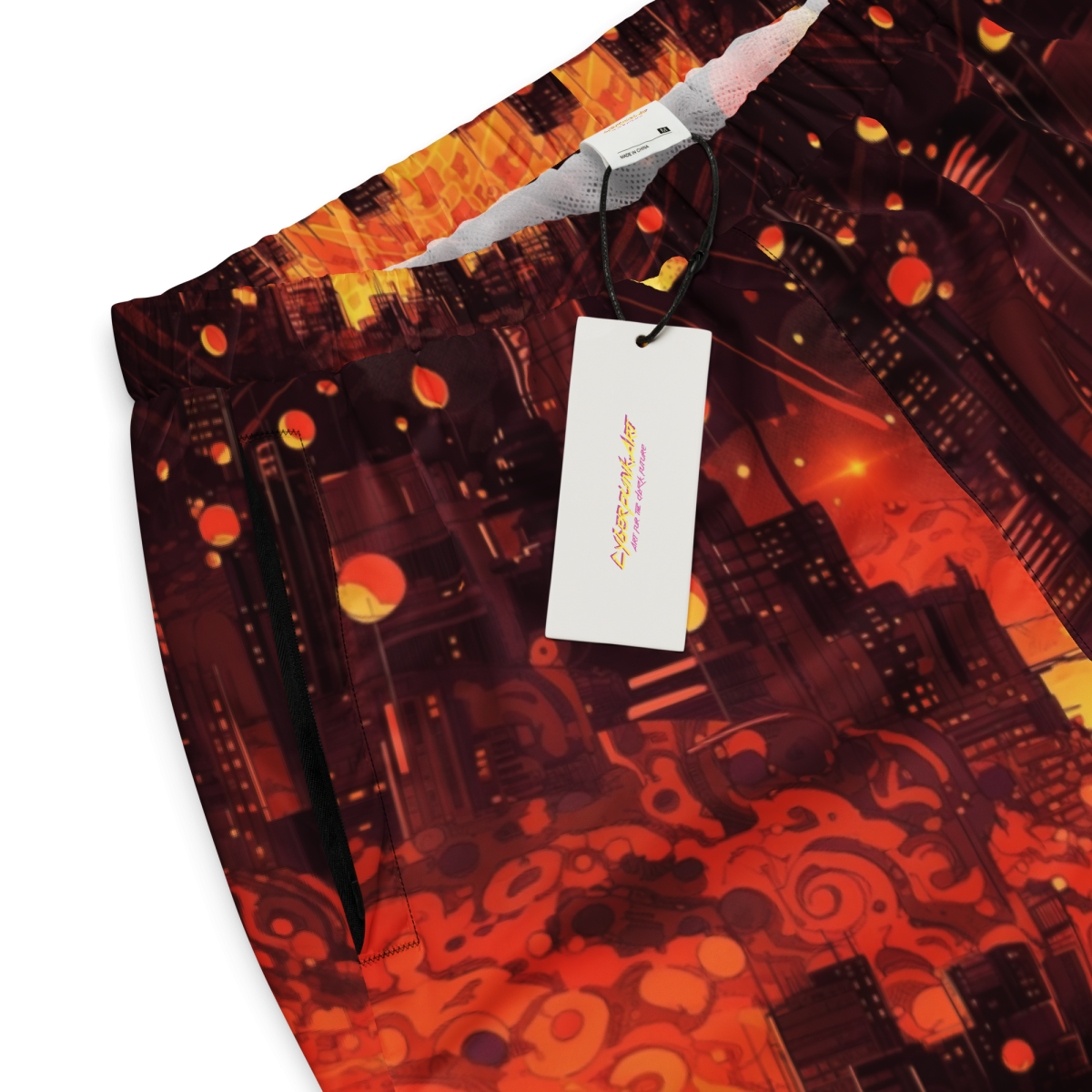 Spiral Flame - Orange/Black - Unisex Track Pants - Image 2