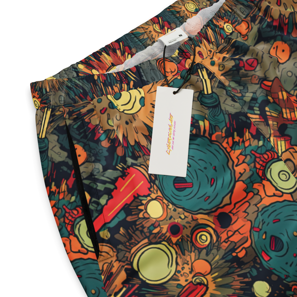 Flaming Fission - Blue/Yellow - Unisex Track Pants - Image 10