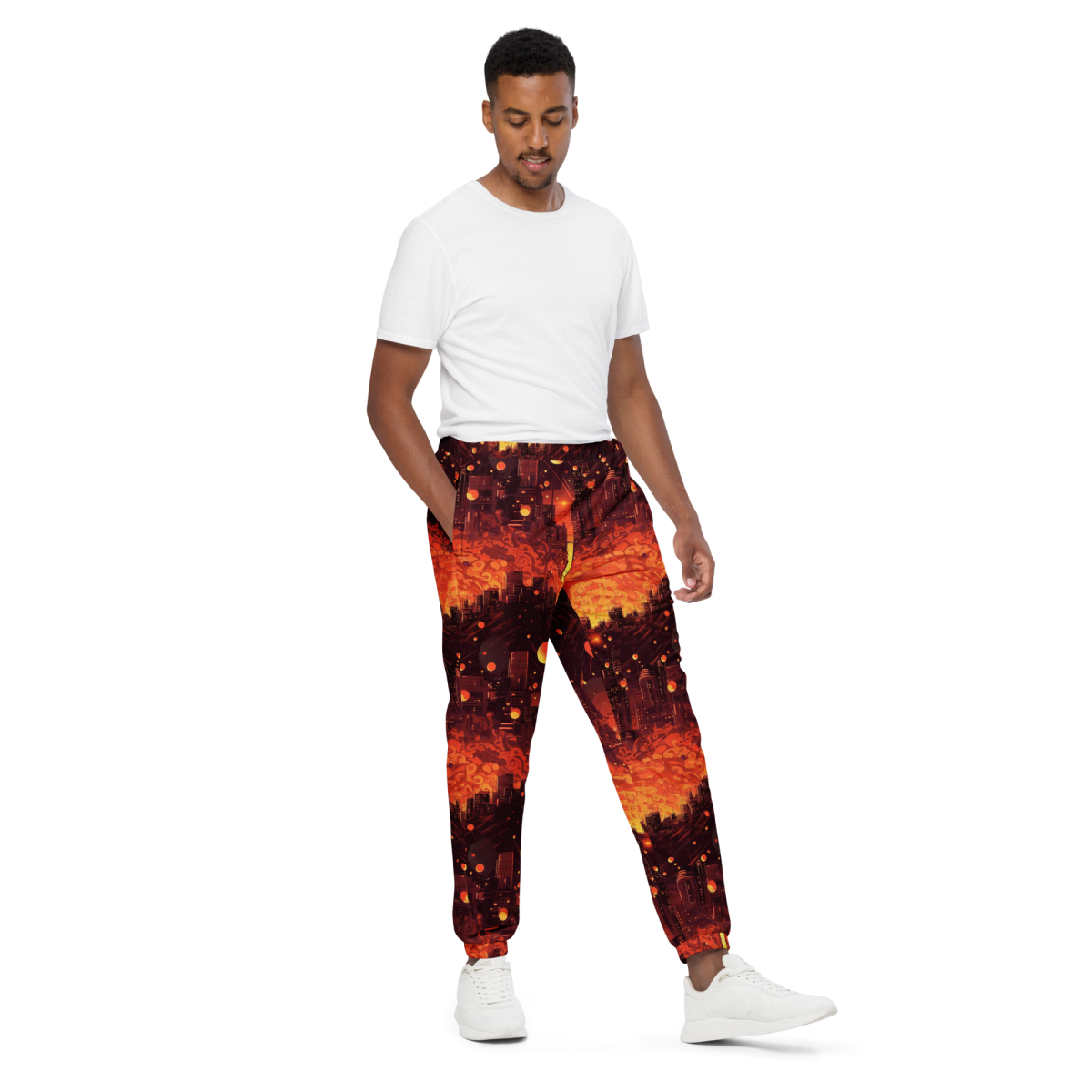 Spiral Flame - Orange/Black - Unisex Track Pants - Image 7