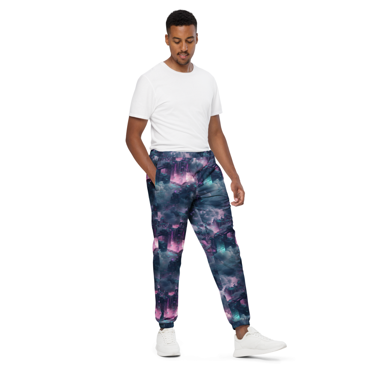 Cloudy City - Blue/Magenta - Unisex Track Pants - Image 7