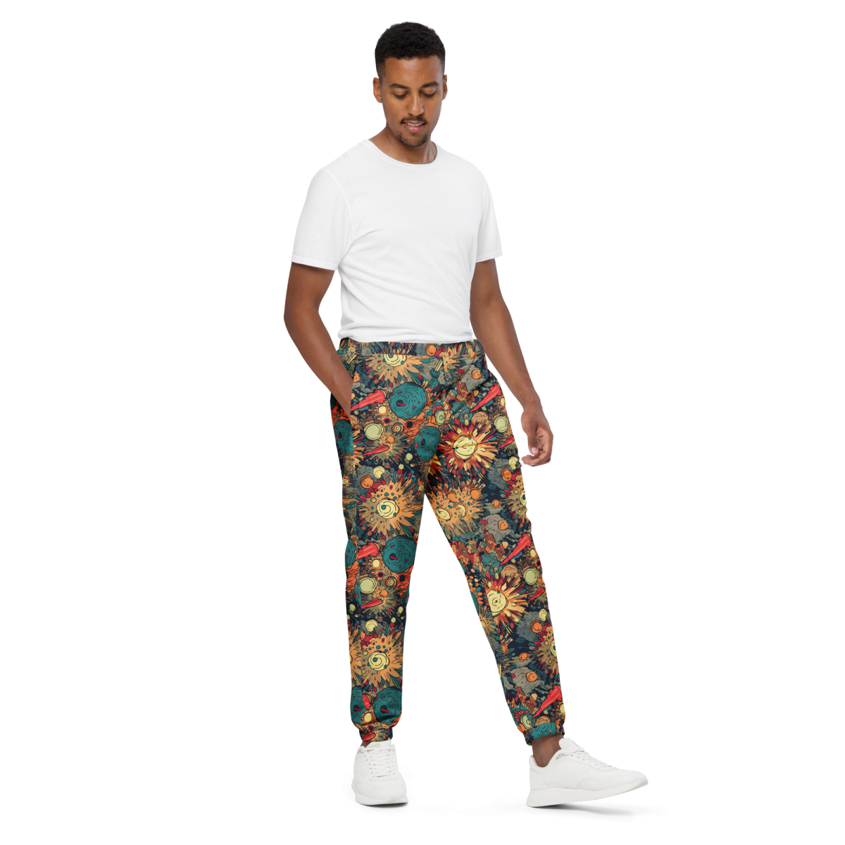 Flaming Fission - Blue/Yellow - Unisex Track Pants - Image 5