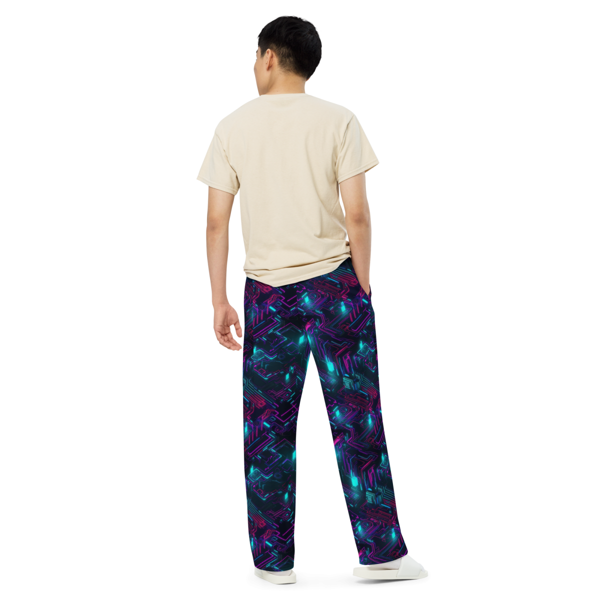 Cyberspace Circuits - Blue - Unisex Wide-Leg Pant - Image 8