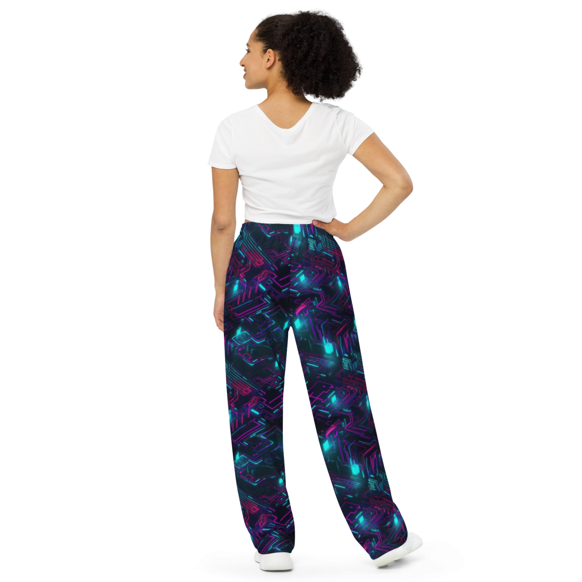 Cyberspace Circuits - Blue - Unisex Wide-Leg Pant - Image 9