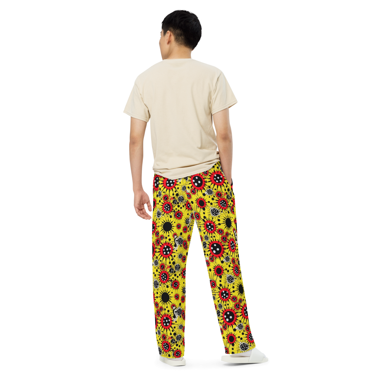 Virus Attack - Yellow/Red - Unisex Wide-Leg Pant - Image 8