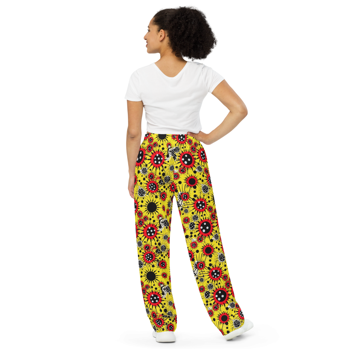 Virus Attack - Yellow/Red - Unisex Wide-Leg Pant - Image 9