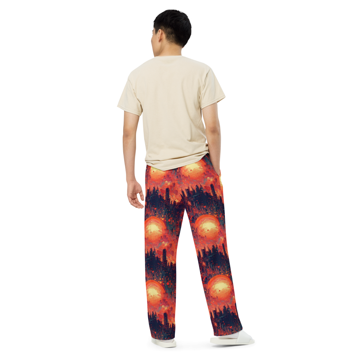 Fiery Dawn - Red/Black - Unisex Wide-Leg Pant - Image 7