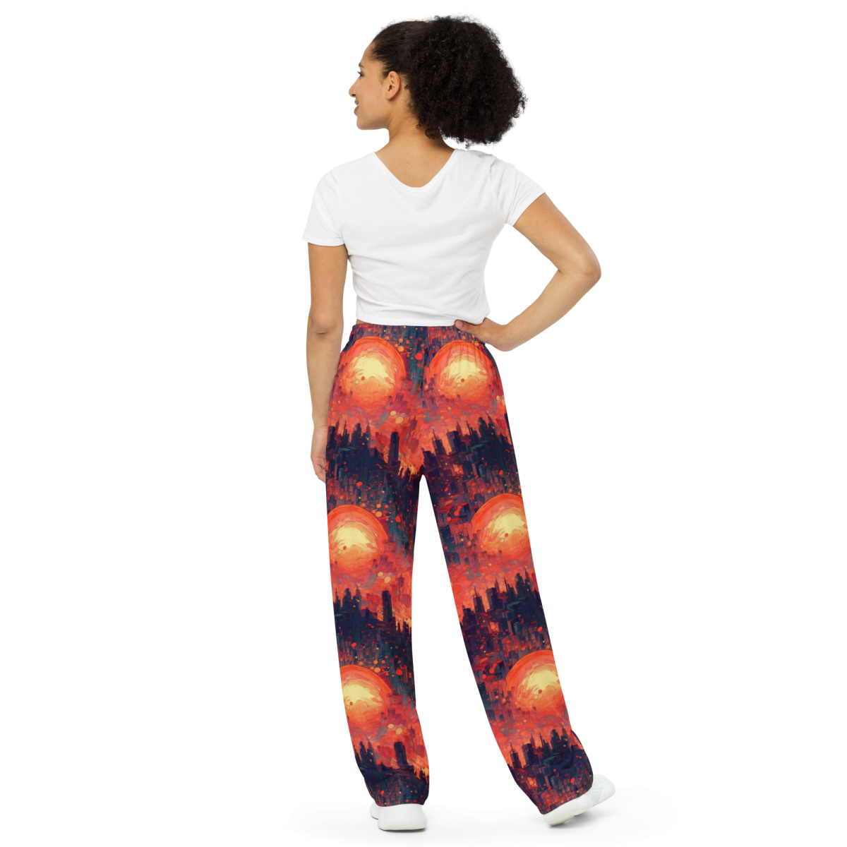 Fiery Dawn - Red/Black - Unisex Wide-Leg Pant - Image 9