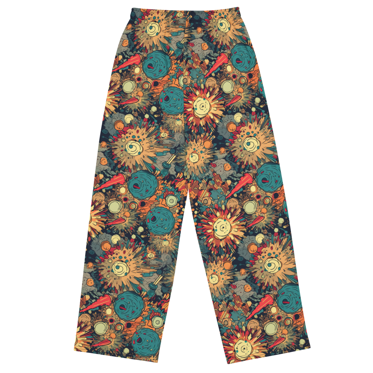 Flaming Fission - Blue/Yellow - Unisex Wide-Leg Pant - Image 10