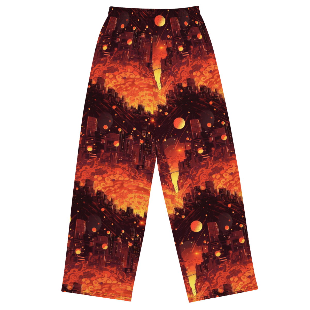 Spiral Flame - Orange/Black - Unisex Wide-Leg Pant - Image 10