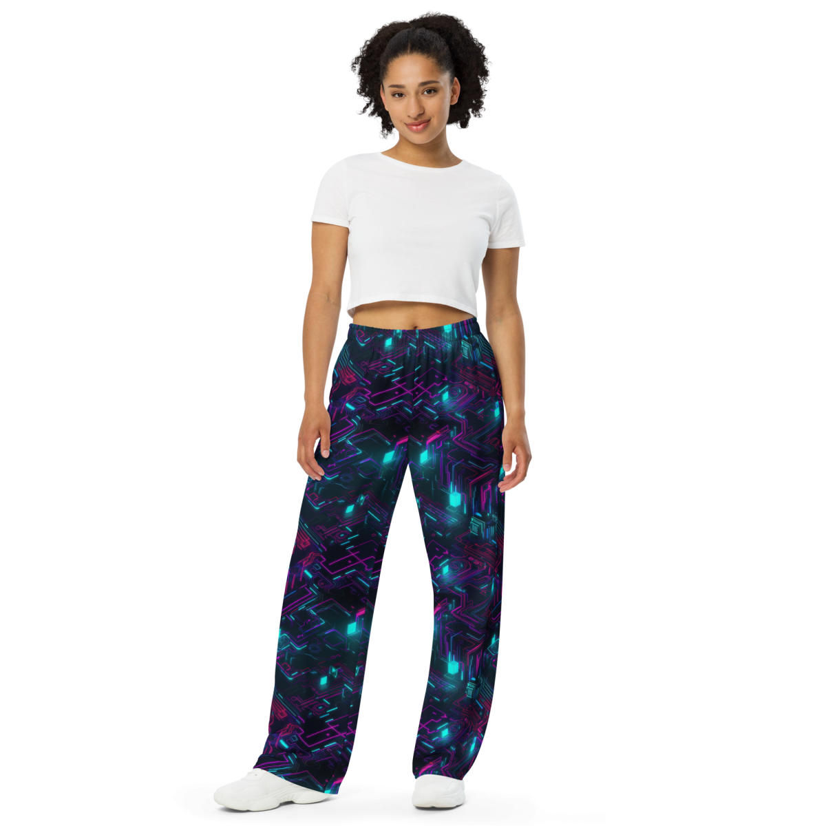 Cyberspace Circuits - Blue - Unisex Wide-Leg Pant - Image 7