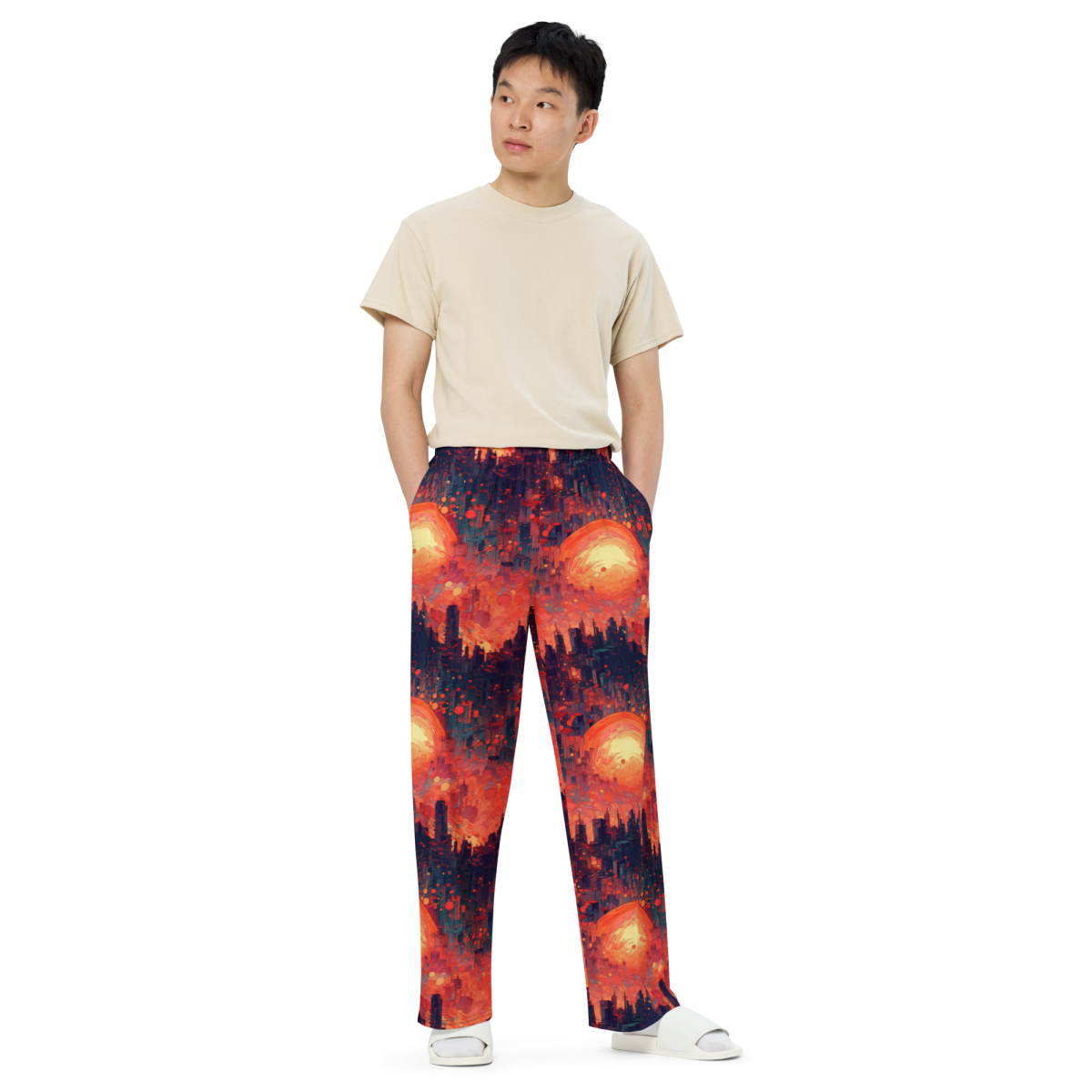 Fiery Dawn - Red/Black - Unisex Wide-Leg Pant - Image 3