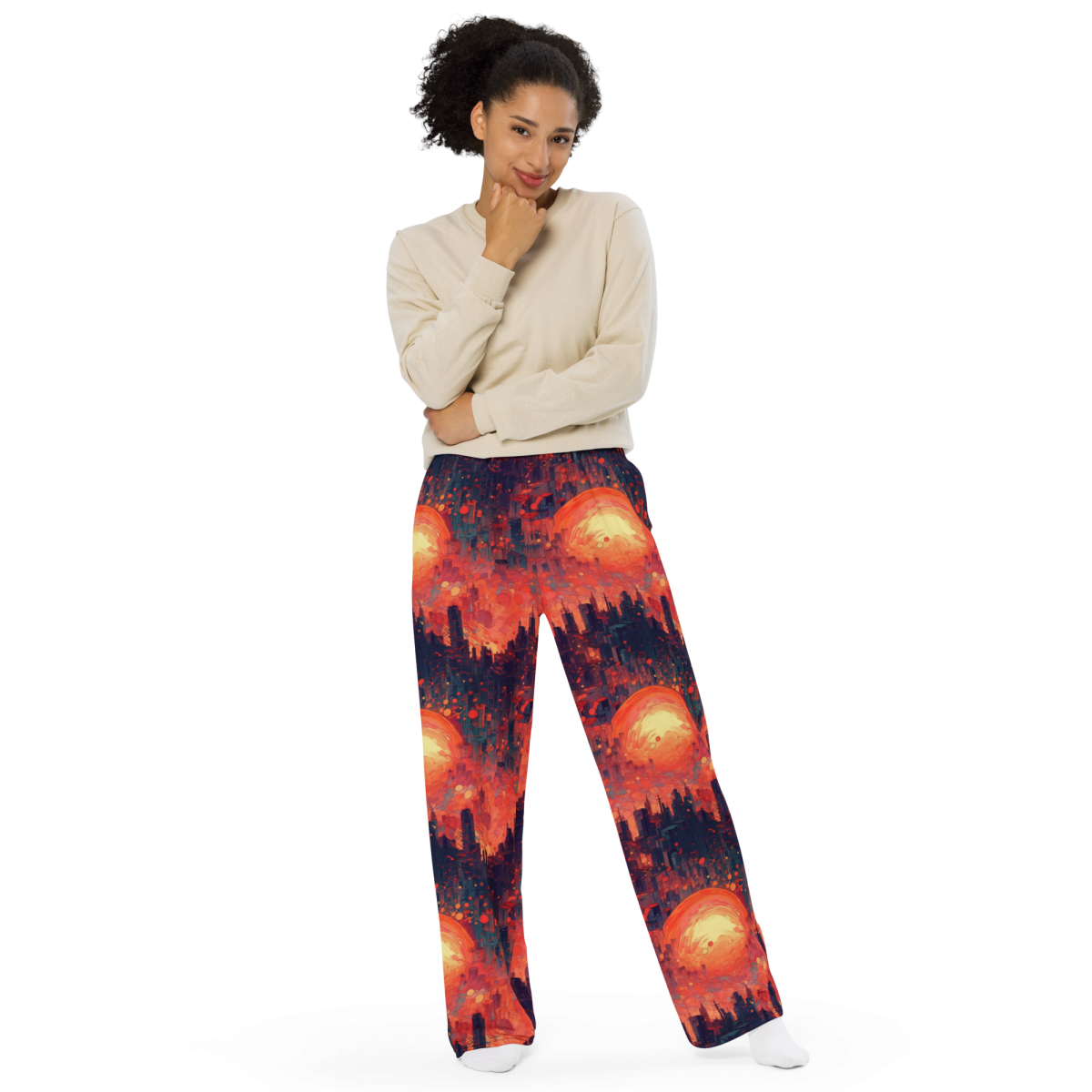 Fiery Dawn - Red/Black - Unisex Wide-Leg Pant - Image 6