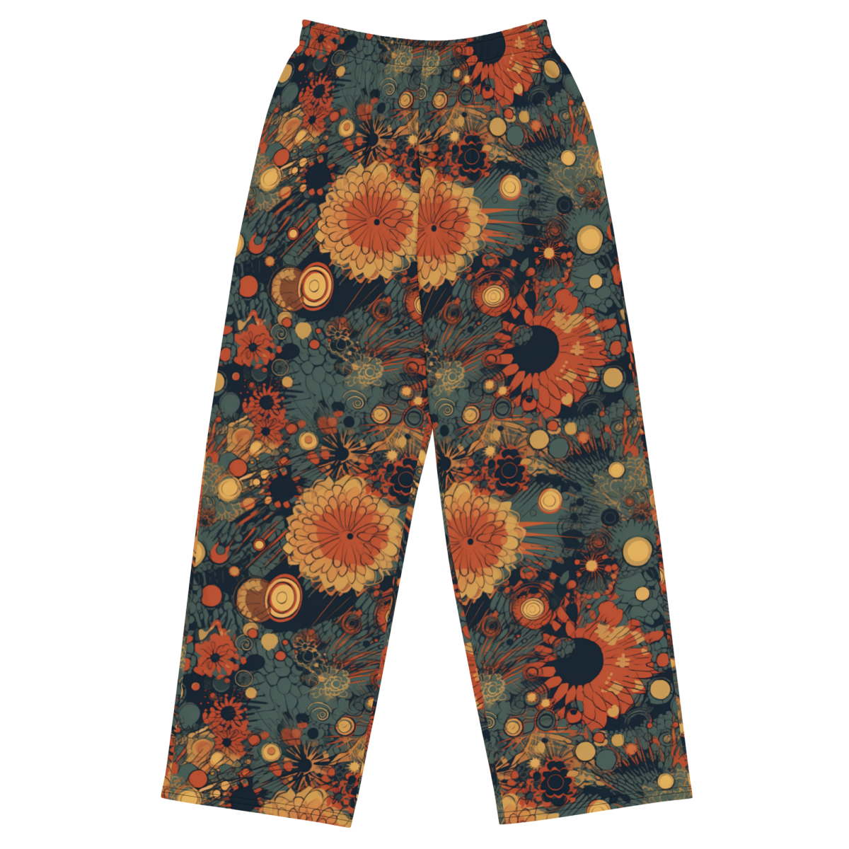 Trampled Flowers - Green/Blue - Unisex Wide-Leg Pant