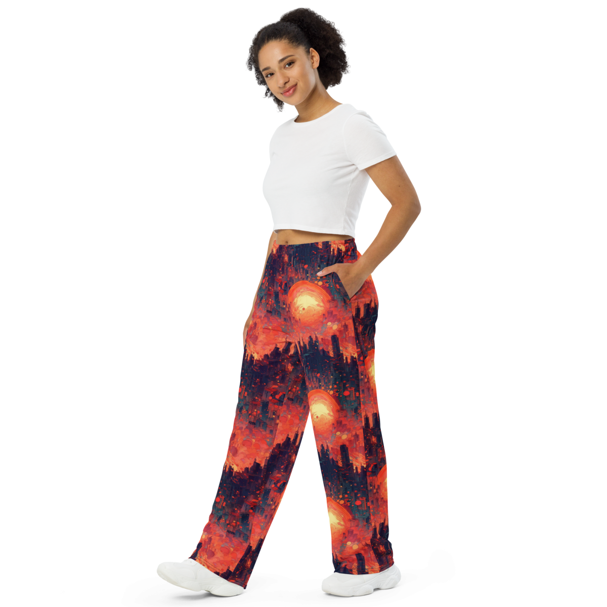 Fiery Dawn - Red/Black - Unisex Wide-Leg Pant - Image 2