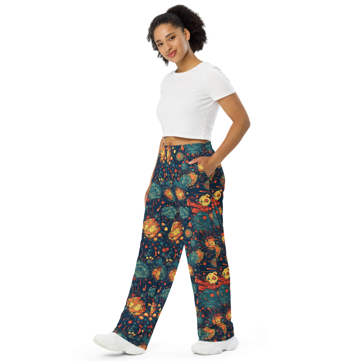 Subatomic Schism - Dark Blue - Unisex Wide-Leg Pant - Image 2