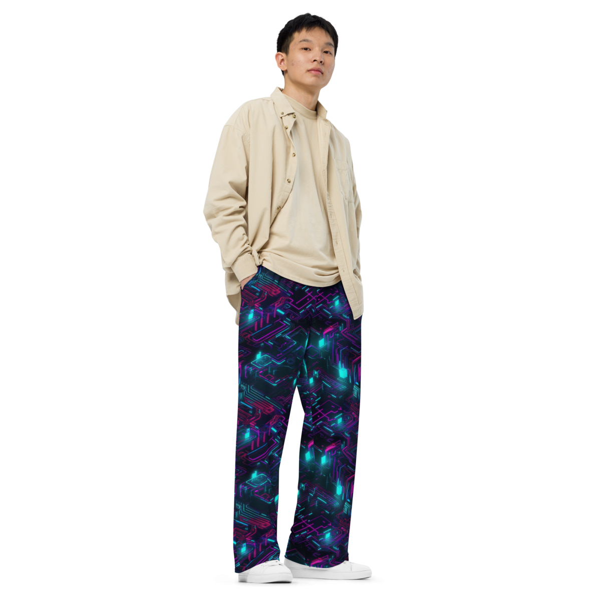 Cyberspace Circuits - Blue - Unisex Wide-Leg Pant - Image 5
