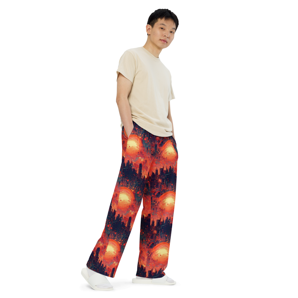 Fiery Dawn - Red/Black - Unisex Wide-Leg Pant - Image 4