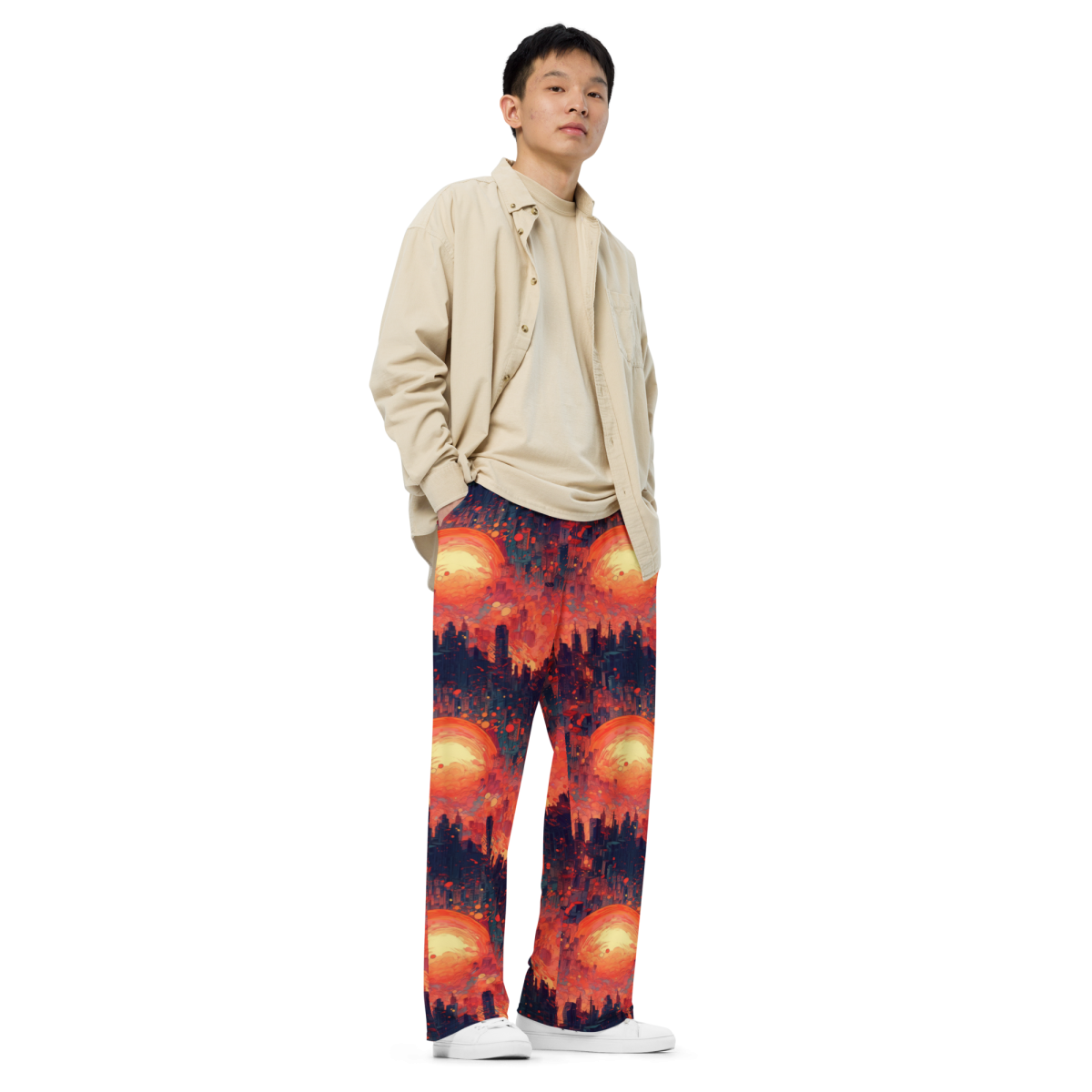 Fiery Dawn - Red/Black - Unisex Wide-Leg Pant - Image 8