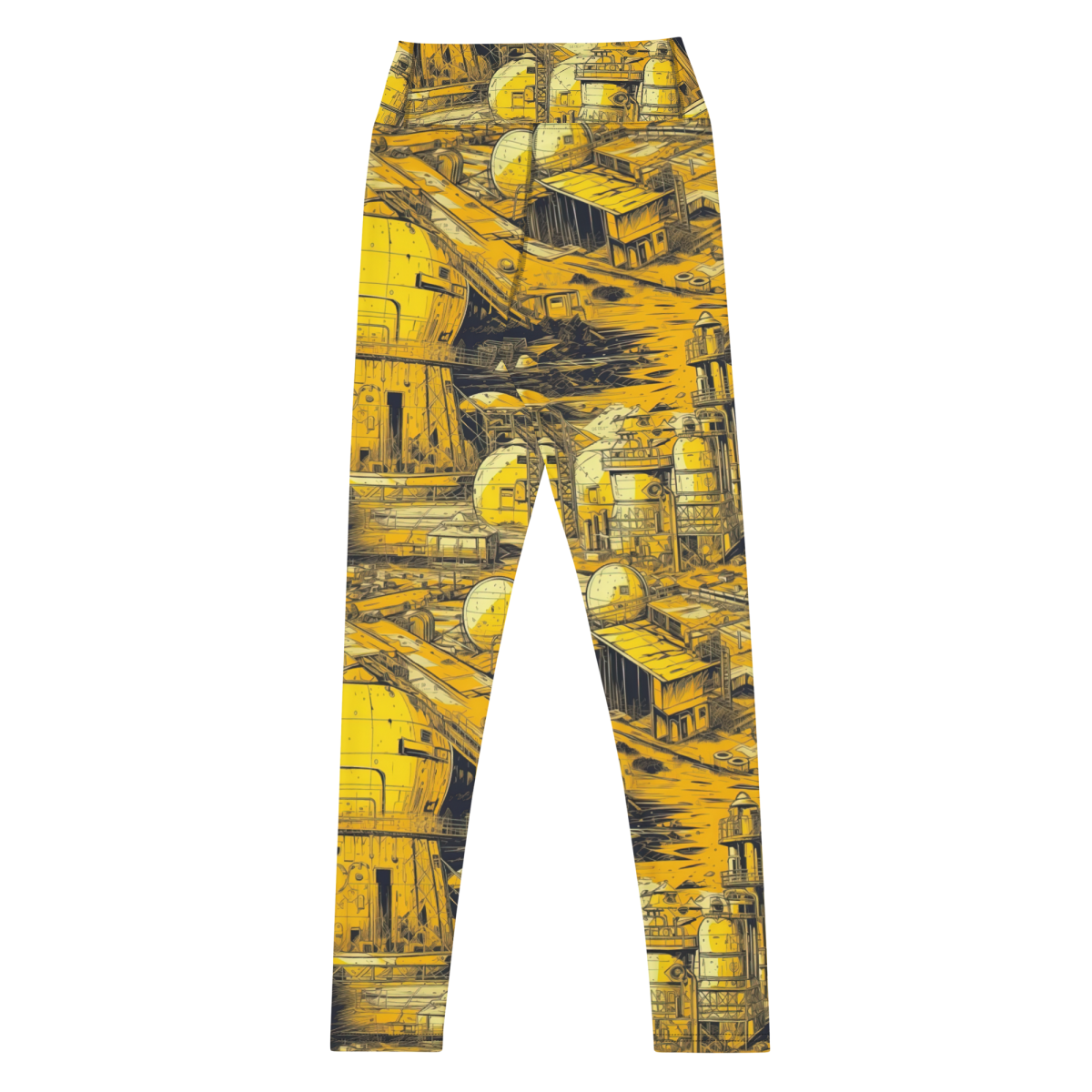 Moon Base - Yellow - Yoga Leggings - Image 2