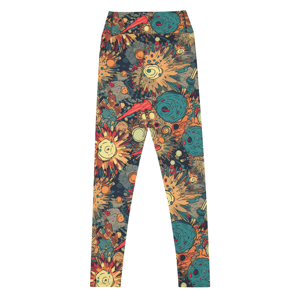 Flaming Fission - Blue/Yellow - Yoga Leggings - Image 2