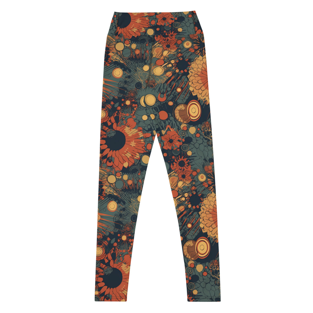 Trampled Flowers - Green/Blue - Yoga Leggings - Image 2