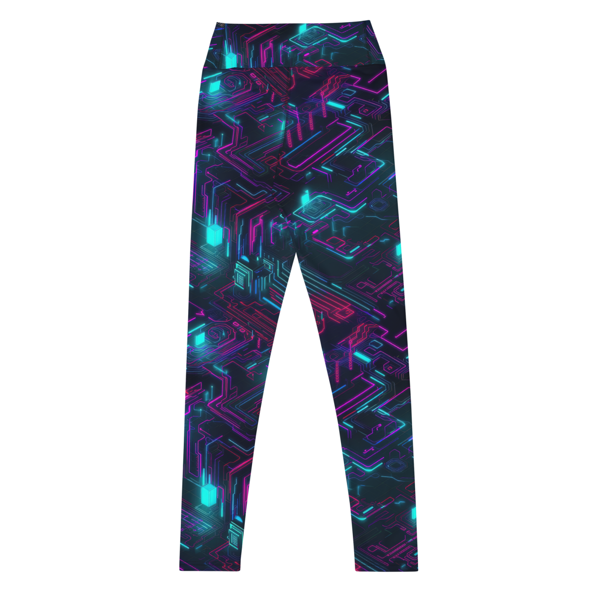 Cyberspace Circuits - Blue - Yoga Leggings - Image 2
