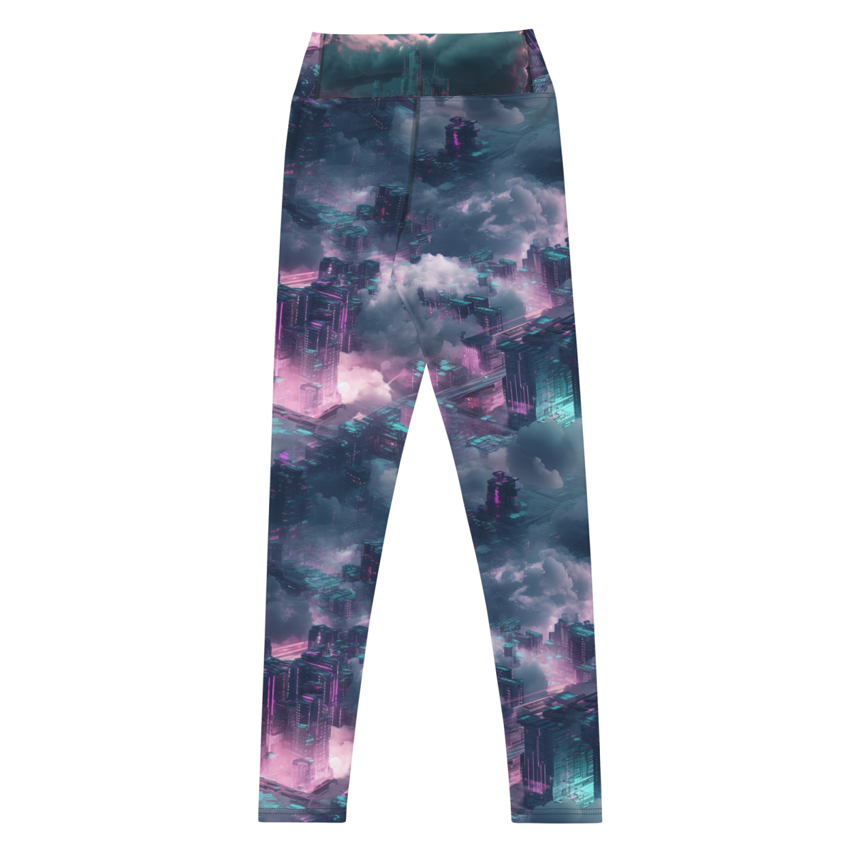 Cloudy City - Blue/Magenta - Yoga Leggings - Image 2