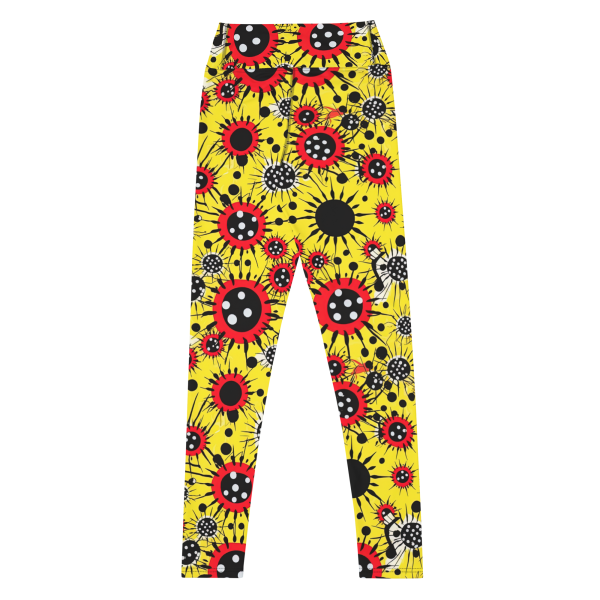 Virus Attack - Yellow/Red - Yoga Leggings - Image 2