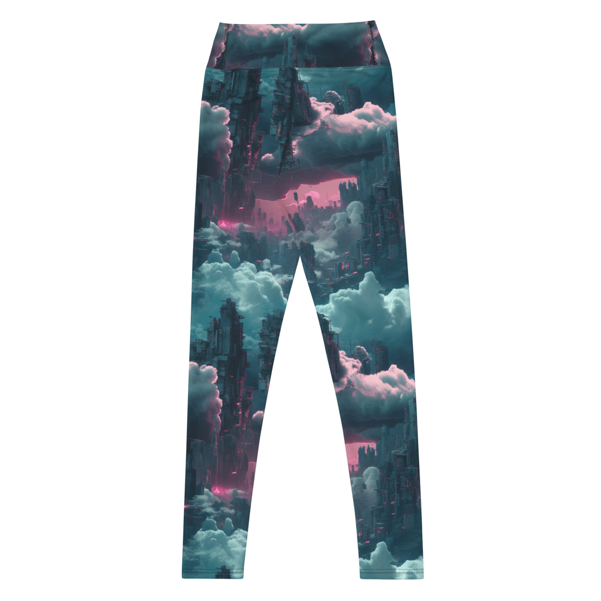 Cloudy Skyscraper - Blue/Magenta - Yoga Leggings - Image 2