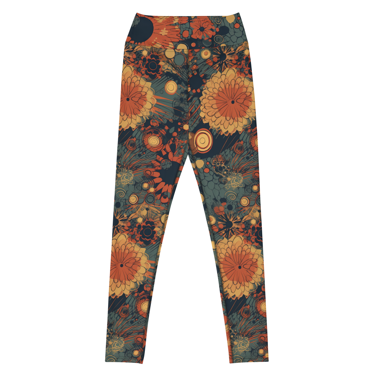 Trampled Flowers - Green/Blue - Yoga Leggings