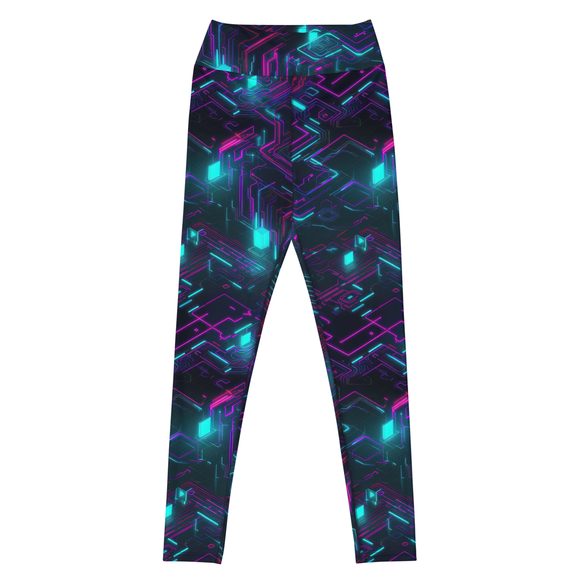 Cyberspace Circuits - Blue - Yoga Leggings