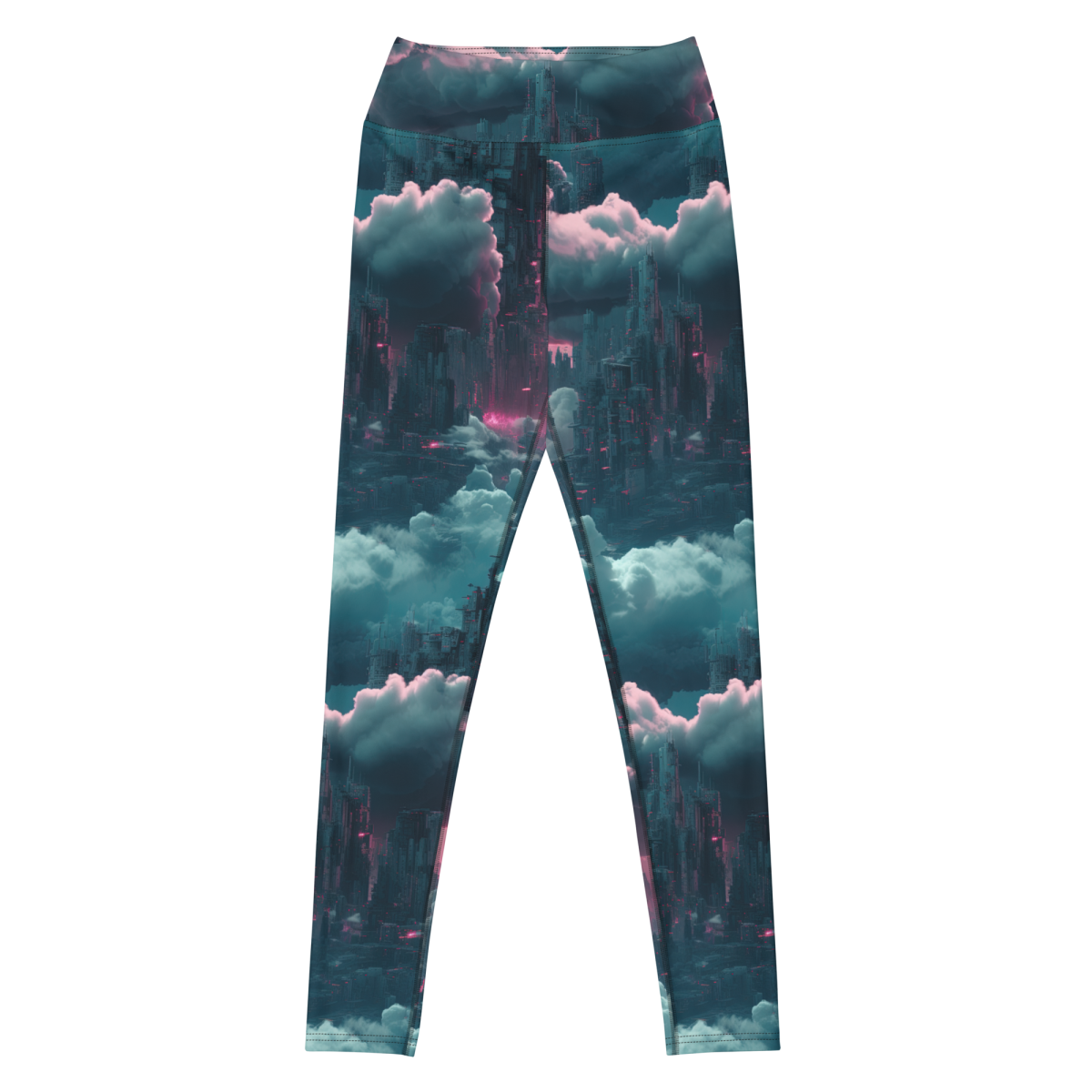 Cloudy Skyscraper - Blue/Magenta - Yoga Leggings