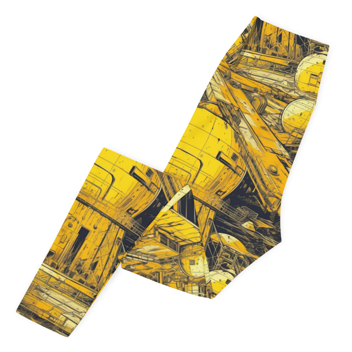 Moon Base - Yellow - Yoga Leggings - Image 4