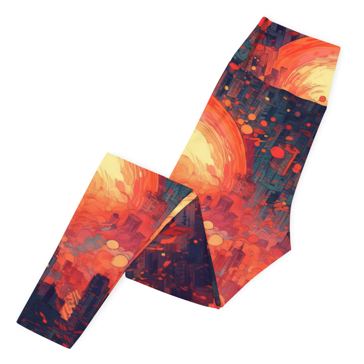 Fiery Dawn - Red/Black - Yoga Leggings - Image 4