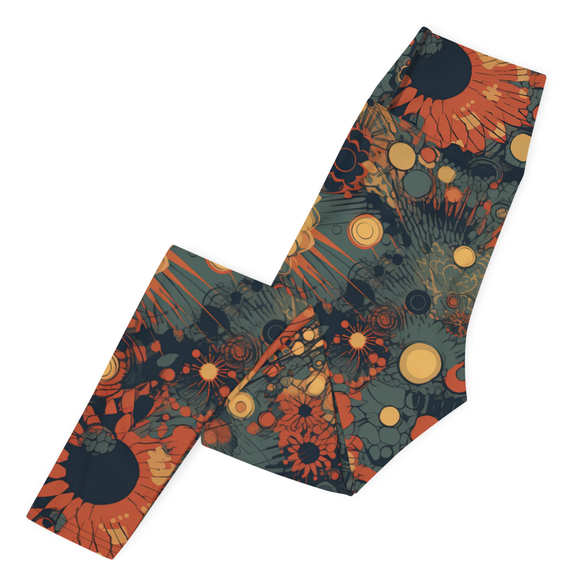 Trampled Flowers - Green/Blue - Yoga Leggings - Image 4