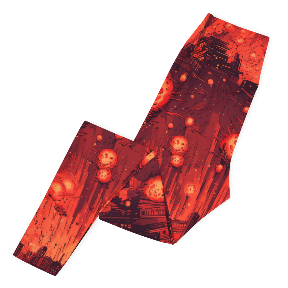 Meteor Strike - Red - Yoga Leggings - Image 4
