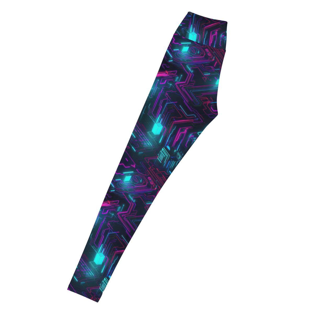 Cyberspace Circuits - Blue - Yoga Leggings - Image 3