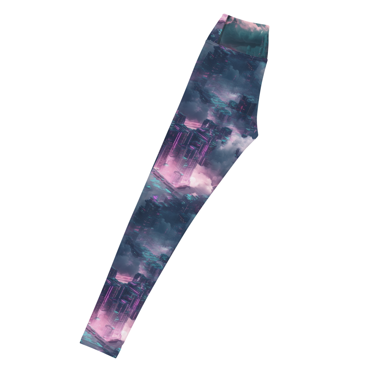 Cloudy City - Blue/Magenta - Yoga Leggings - Image 3