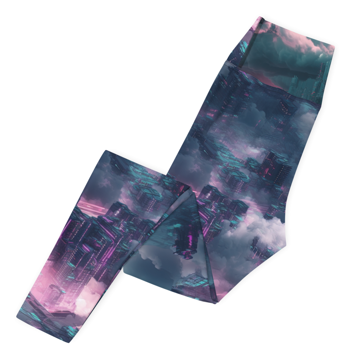 Cloudy City - Blue/Magenta - Yoga Leggings - Image 4