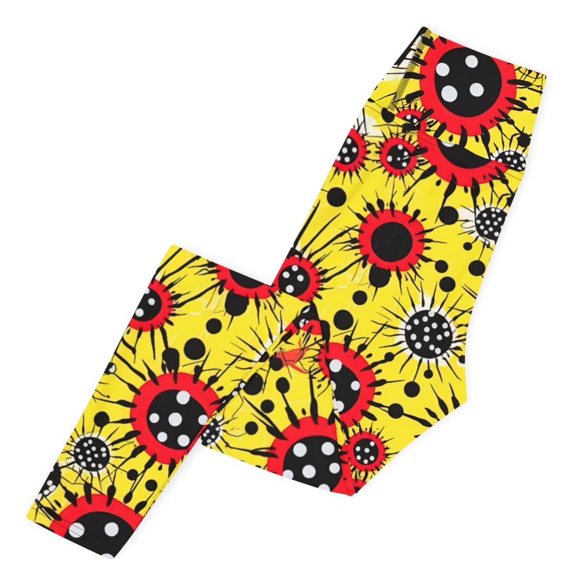 Virus Attack - Yellow/Red - Yoga Leggings - Image 4