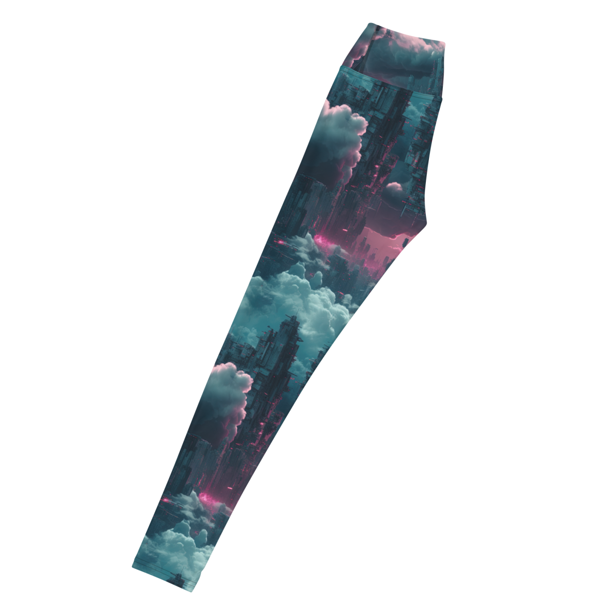 Cloudy Skyscraper - Blue/Magenta - Yoga Leggings - Image 3