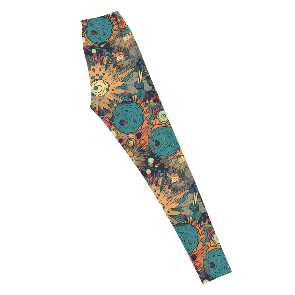 Flaming Fission - Blue/Yellow - Yoga Leggings - Image 5