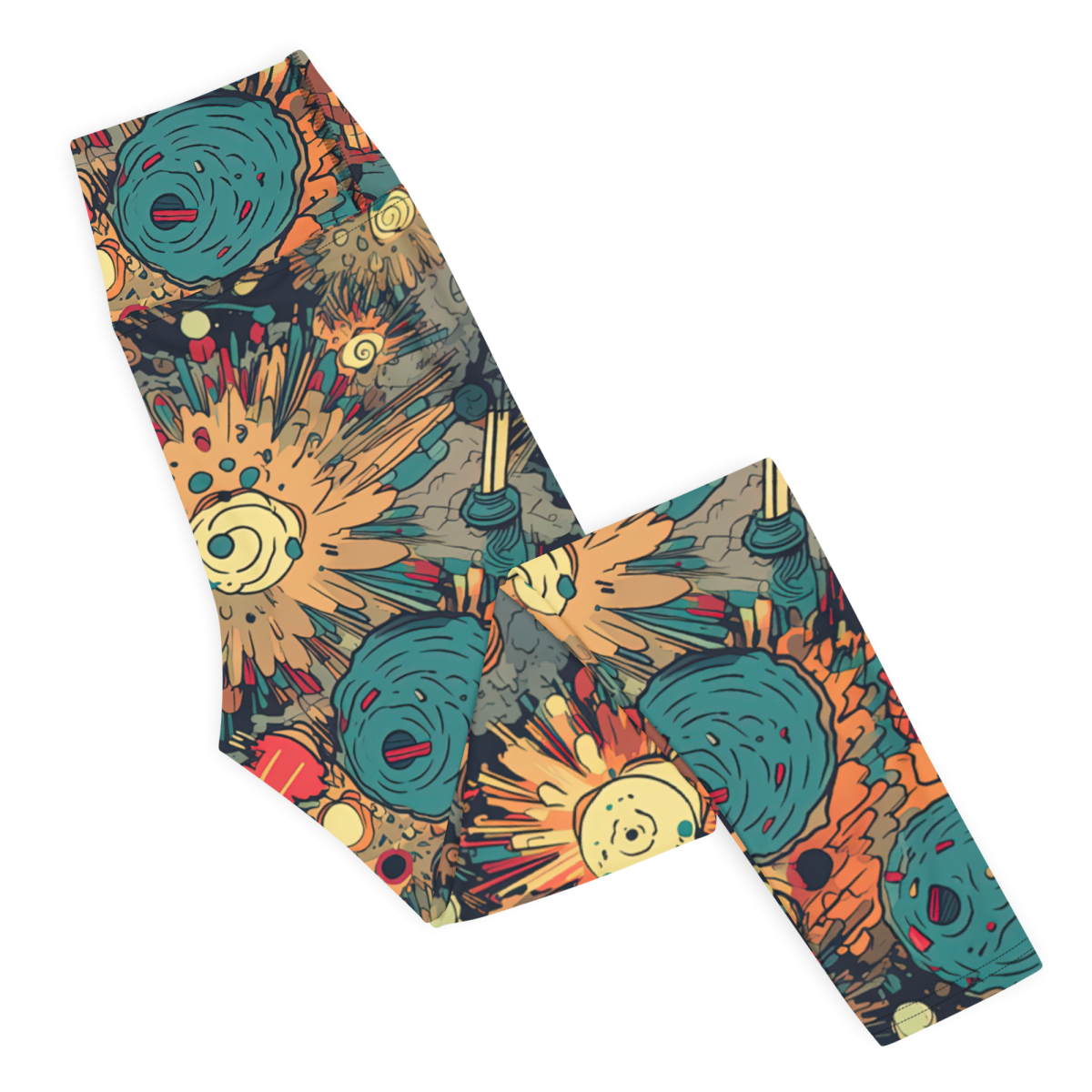 Flaming Fission - Blue/Yellow - Yoga Leggings - Image 6